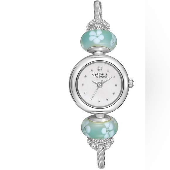 Caravelle by Bulova Ladies Charm Bracelet Watch (Aqua) - Like New - Picture 1 of 5